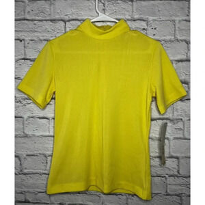 70s Vintage Douglas Marc mock neck yellow deadstock top size S.